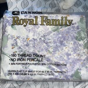 Cannon Vintage Old Stock 2 King Pillow Cases 2 Royal Family Queen Flat Sheet